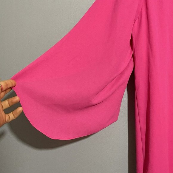 IN Studio Dress Straight Pencil Size 12 Pink Hippie Open Ruche Crochet Casual - Picture 4 of 12